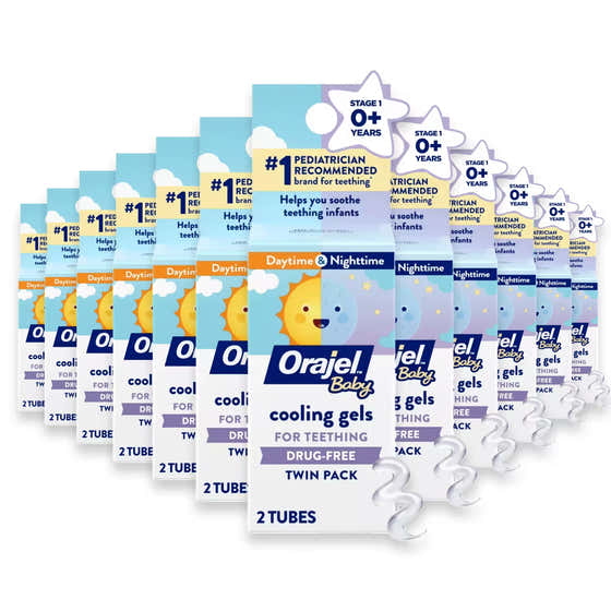 Orajel Baby -Cooling Gels for Teething, Drug-Free, Twin Pack, 2 Tubes - 0.18 oz - 24 Pack | Orajel - Baby