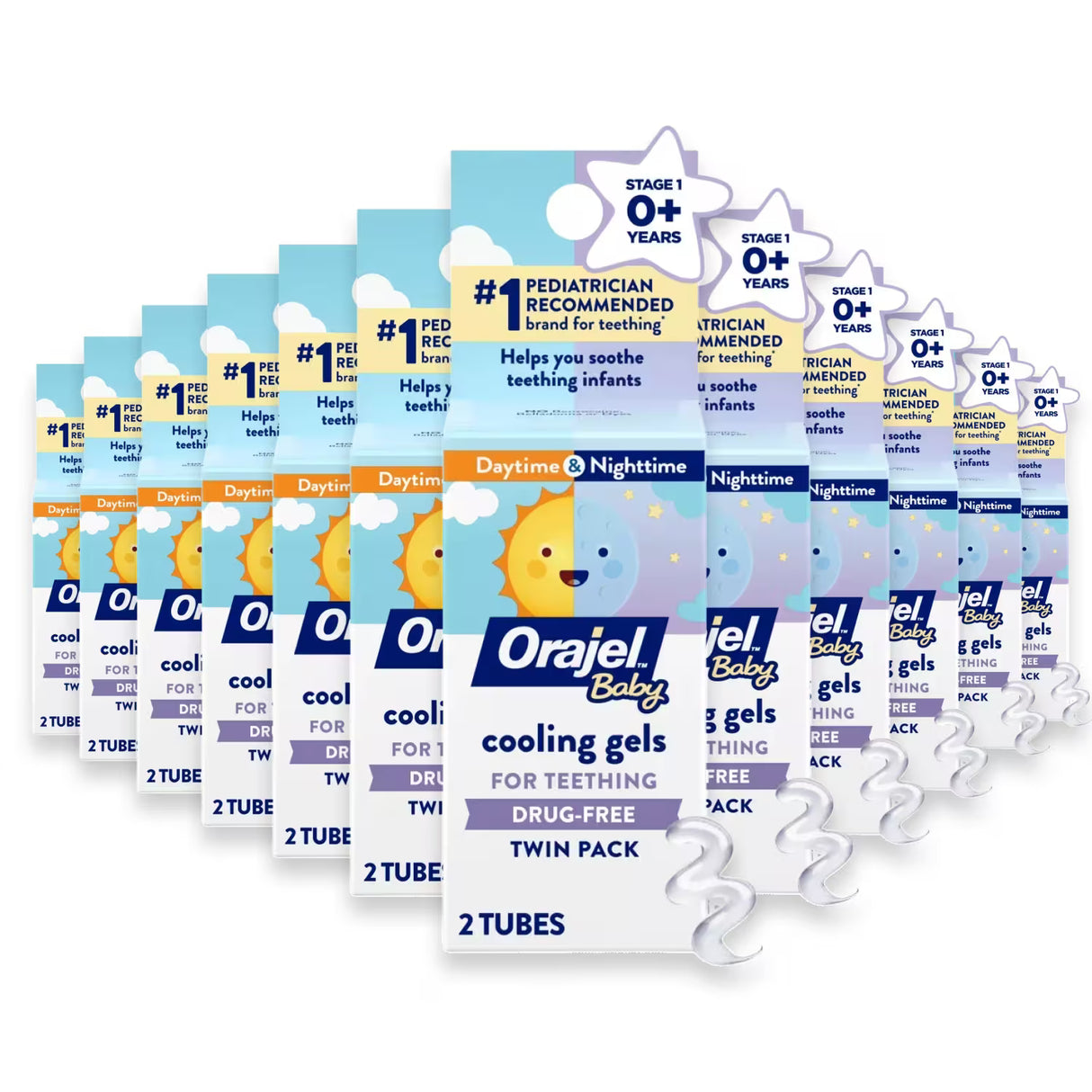 Orajel Baby -Cooling Gels for Teething, Drug-Free, Twin Pack, 2 Tubes - 0.18 oz - 24 Pack