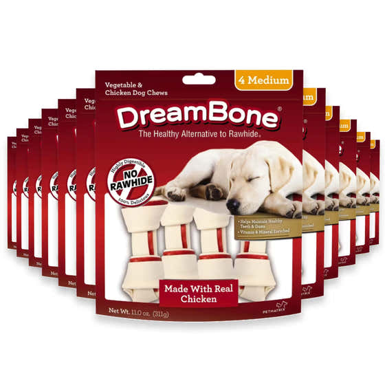 DreamBone Rawhide-Free Chicken Medium Dog Chew – 1 Count – 24 Pack | DreamBone - Pet Supplies