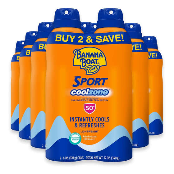 Boat Sport Cool Zone Continuous Sunscreen Spray SPF 50 - 2 Ct - 6 Pack | Banana Boat - Sunscreen Wholesale