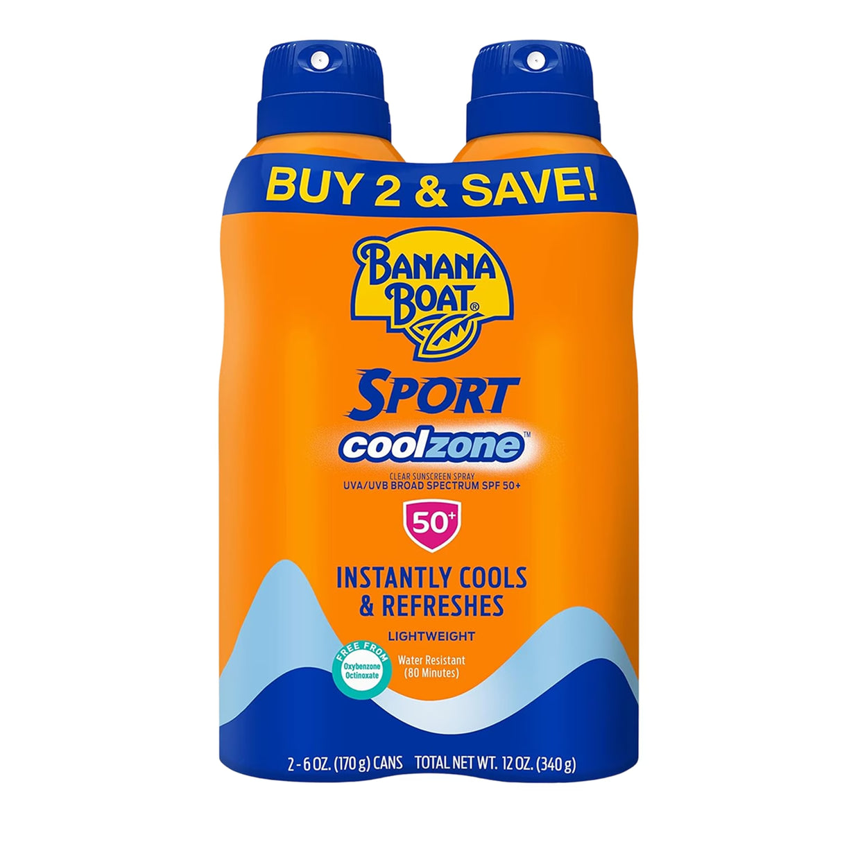 Boat Sport Cool Zone Continuous Sunscreen Spray SPF 50 - 2 Ct - 6 Pack
