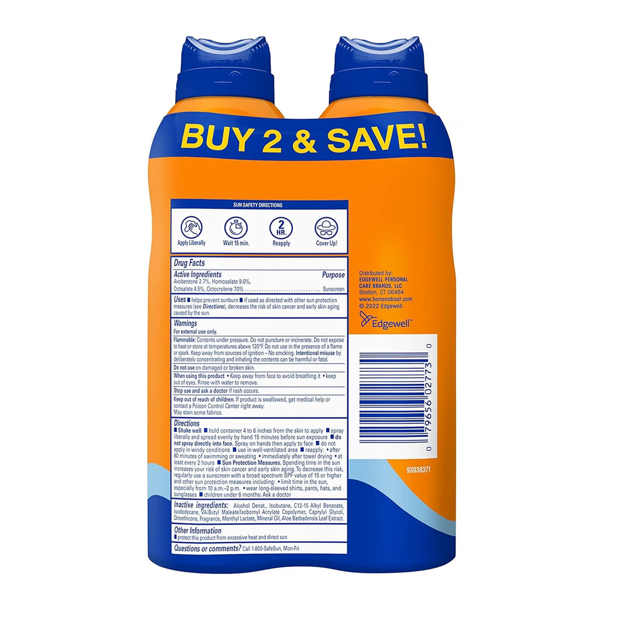 Boat Sport Cool Zone Continuous Sunscreen Spray SPF 50 - 2 Ct - 6 Pack