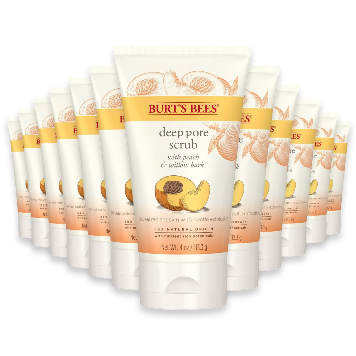 Burt's Bees Pore Scrub Peach & Willow Bark, 4 oz - 18 Pack