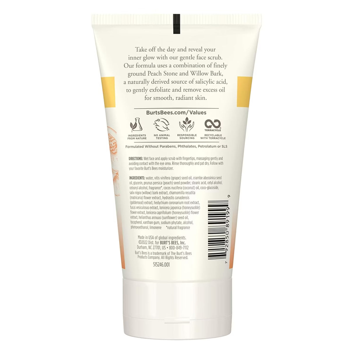Burt's Bees Pore Scrub Peach & Willow Bark, 4 oz - 18 Pack