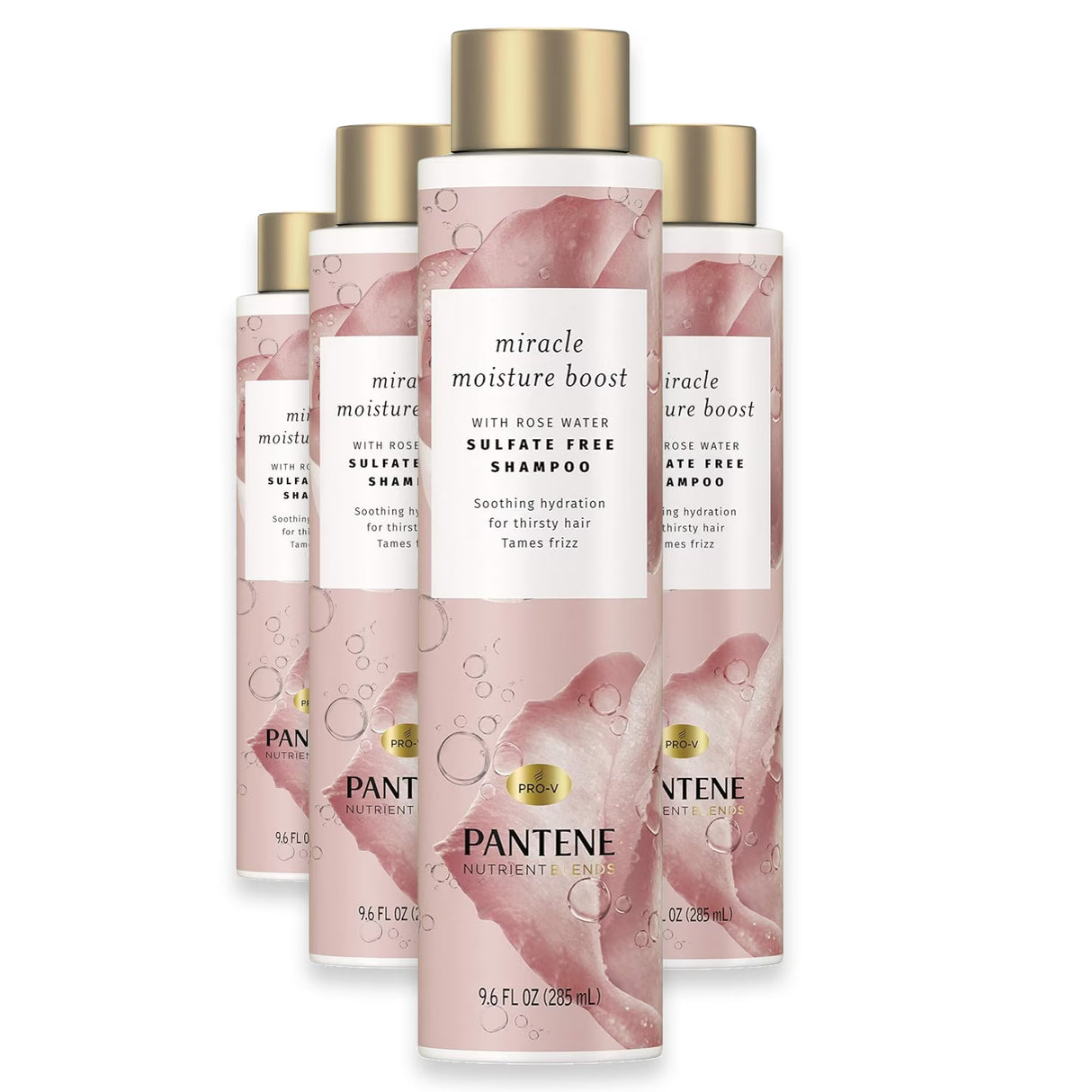Pantene Rose Water Moisturizing Shampoo, 9.6 oz - 4 Pack