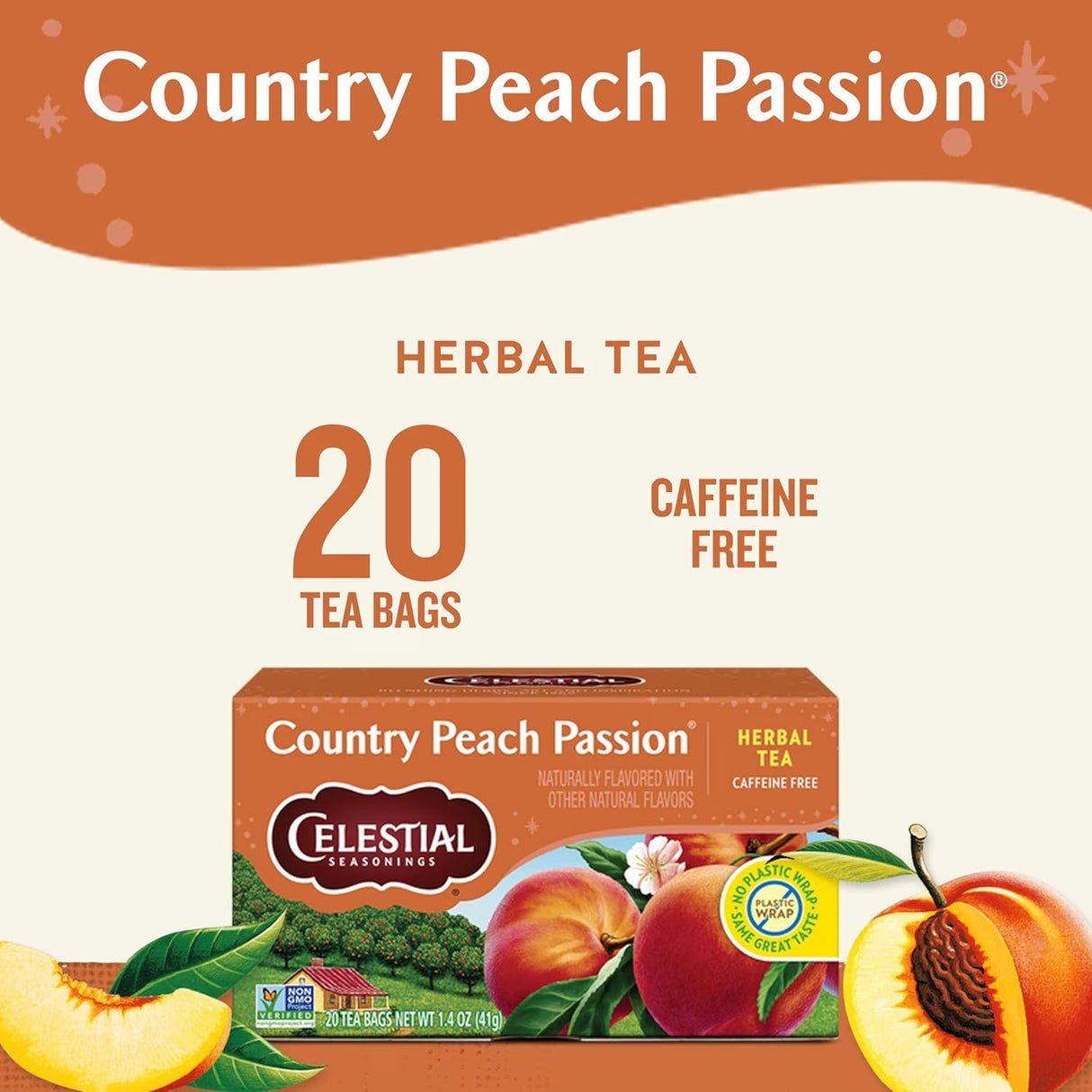 Celestial Seasonings - Herbal Tea, Country Peach Passion - 20 Ct - 6 Pack