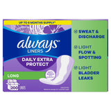 Always Anti-Bunch Xtra Protection Daily Liners, Long, Unscented - 200 Ct