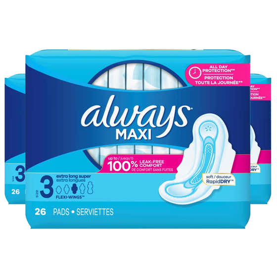 Always Maxi Size 3 Extra Long Super Unscented - 26ct - 3 Pack | Always - Wholesale