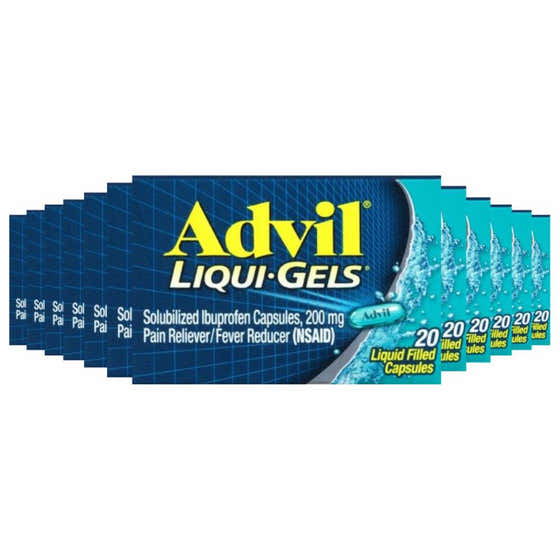 Advil Liqui-Gels Pain Reliever/Fever Reducer Liquid Filled Capsules - Ibuprofen - 20 ct - 72 Pack - Advil Liqui-Gels 200mg...