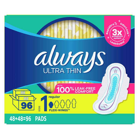 Always Ultra Thin Regular Pads, Unscented - Size 1 (96 ct.) | Always - Always
