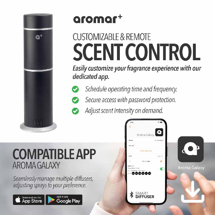 Aromar  Plus - Cylinder Waterless Diffuser Black