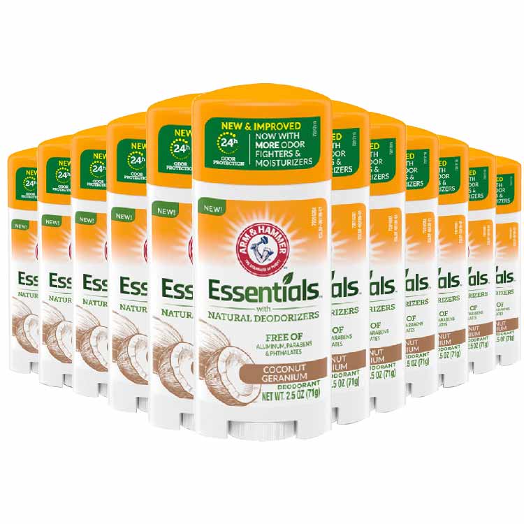 Arm & Hammer Essentials Natural Deodorant Coconut Geranium  2.5 oz  - 12 Pack