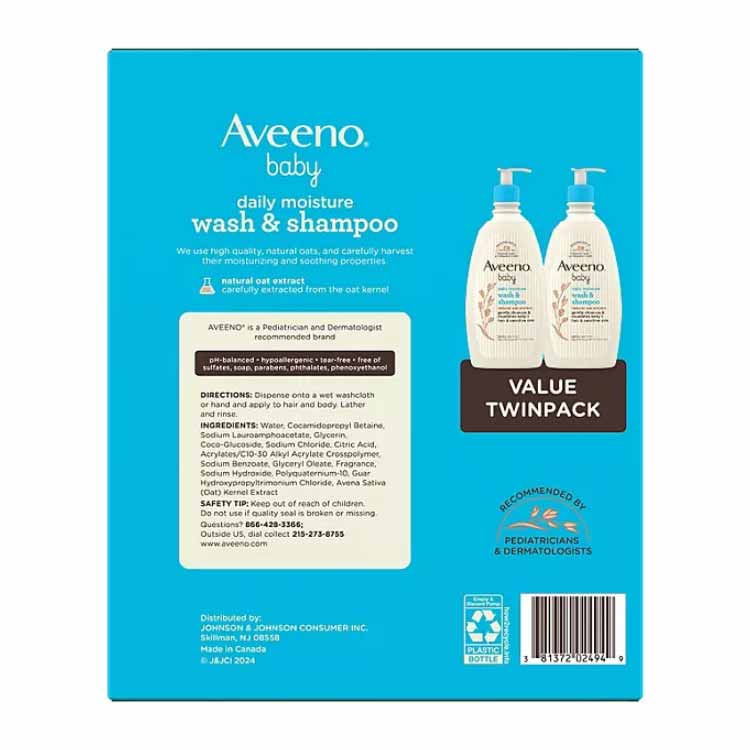 Aveeno - Baby 2-in-1 Wash and Shampoo 18 fl. oz -  2 Pack