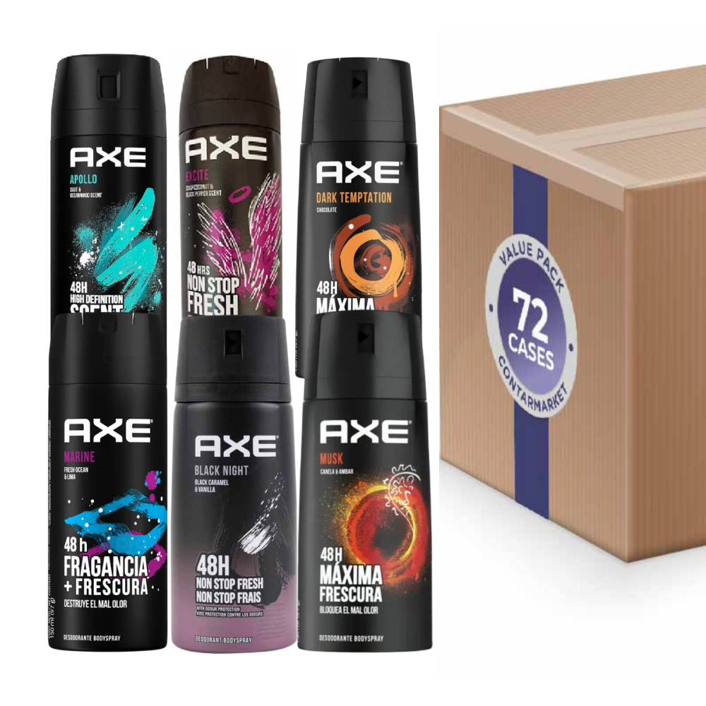 Axe Deodorant Body Spray 72 pack - 6 Fragrances (12 Fragrances/ea) - 150ml/5.07oz