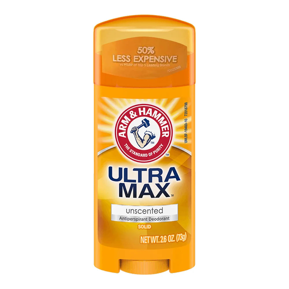 A&H - Ultra Max Solid Antiperspirant Deodorant Unscented - 2.6 Oz - 12 Pack