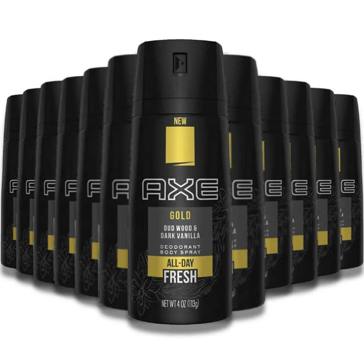Axe - Body Spray Deodorant 4 oz Gold, Oud Wood &amp; Dark Vanilla - 12 pack - Axe Deodorant Body Spray for Men Gold - Oud ...