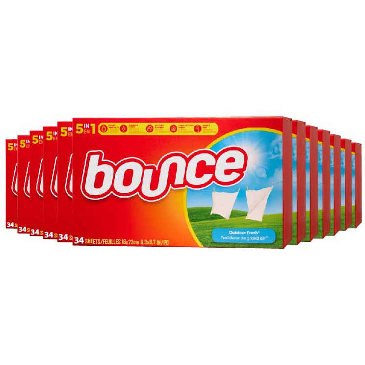 Bounce - Outdoor Fresh Fabric Softener Dryer Sheets - 34 Ct - 12 Pack | Bounce - Wholesale