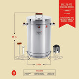 INGRILL 3-in-1 Basic Large Stainless Steel Smoker Barrel Grill – Portable Charcoal BBQ with Thermometer, 40 lbs, Perfect for Camping, Backyard & Home BBQ