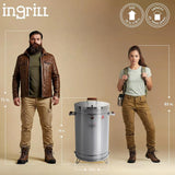 INGRILL 3-in-1 Basic Large Stainless Steel Smoker Barrel Grill – Portable Charcoal BBQ with Thermometer, 40 lbs, Perfect for Camping, Backyard & Home BBQ