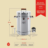 INGRILL 3-in-1 Basic Medium Stainless Steel Smoker Barrel Grill – Portable Charcoal BBQ with Thermometer, 25 lbs, Perfect for Camping, Backyard & Home BBQ