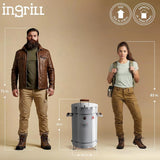 INGRILL 3-in-1 Basic Medium Stainless Steel Smoker Barrel Grill – Portable Charcoal BBQ with Thermometer, 25 lbs, Perfect for Camping, Backyard & Home BBQ