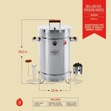 INGRILL 3-in-1 Basic Small Stainless Steel Smoker Barrel Grill – Portable Charcoal BBQ with Thermometer, 12 lbs, Perfect for Camping, Backyard & Home BBQ