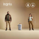 INGRILL 3-in-1 Basic Small Stainless Steel Smoker Barrel Grill – Portable Charcoal BBQ with Thermometer, 12 lbs, Perfect for Camping, Backyard & Home BBQ