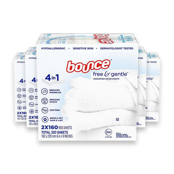 Bounce - Free &amp; Gentle Unscented Dryer Sheets - 320 Count - 5 Pack | Bounce - Laundry