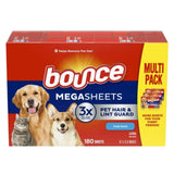 Bounce - Pet Hair and Lint Guard Mega Fabric Softener Dryer Sheets with 3X, Fresh Scent - 180 Ct - 3 Pack