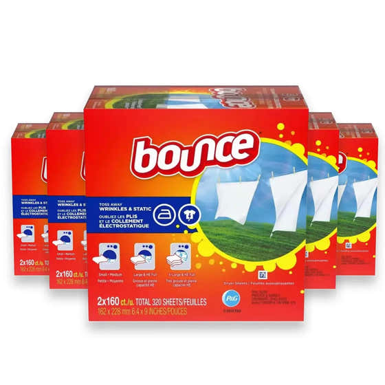 Bounce Fabric Softener Dryer Sheet Outdoor Fresh - 320 ct - 5 Pack | Bounce - Laundry