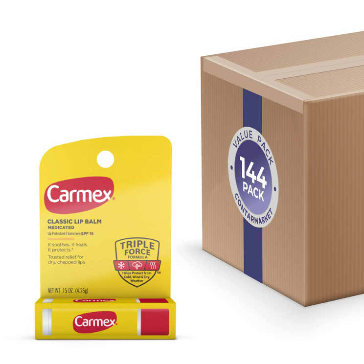 Carmex Classic Lip Balm, Lip Protectant Sunscreen Spf 15, 0.15 Oz - 144 Pack | Carmex - Volume Discount
