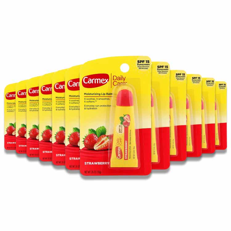 Carmex - Daily Care Lip Balm, Strawberry, SPF 15 - 0.35 Oz - 144 Pack