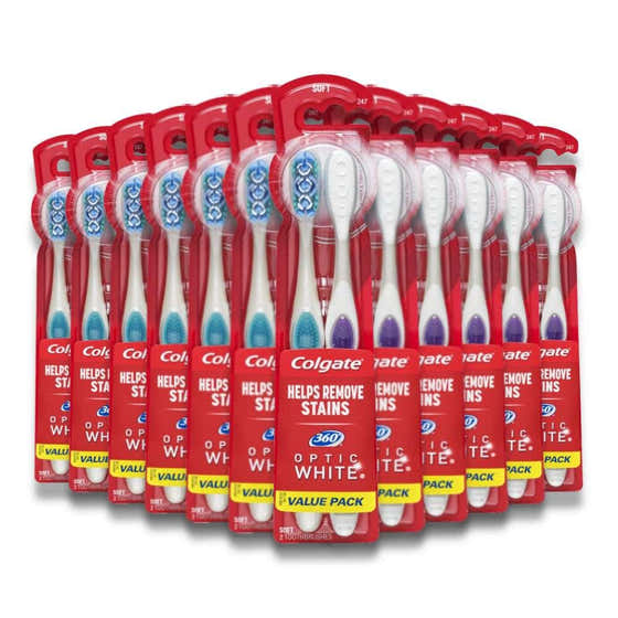 Colgate 360 Optic White Whitening Toothbrush Soft 2 ct/ea - 36 Pack - Colgate 360 Optic White Whitening Toothbrush Soft - ...