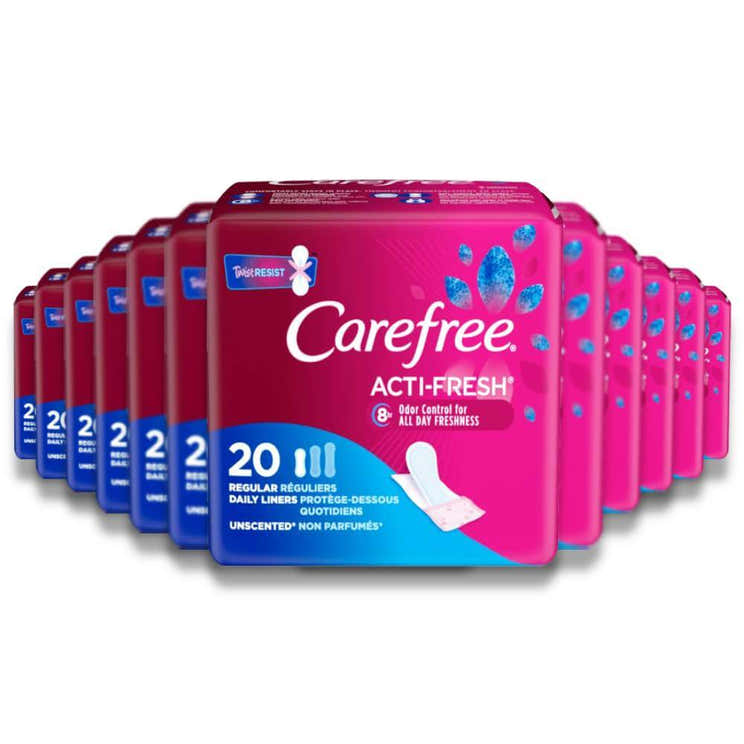 Carefree Acti-Fresh Unscented Regular 20 Ct - 12 Pack - Carefree Acti-Fresh Regular Panty Liners - 20 Ct x 12 Pack Contarm...