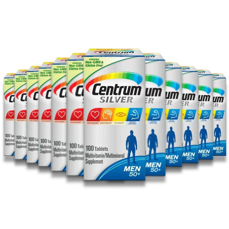Centrum - Silver Men 50+ Multavitamin, Multimineral Supplement - 100 Tablets - 12 Pack - Centrum Silver Men 50+ Multivitam...