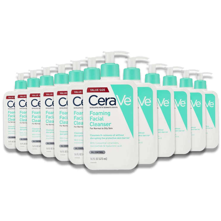 CeraVe - Foaming Face Wash, Facial Cleanser for Normal to Oily Skin - 16 Oz - 12 Pack - CeraVe Foaming Face Wash - 16 oz -...