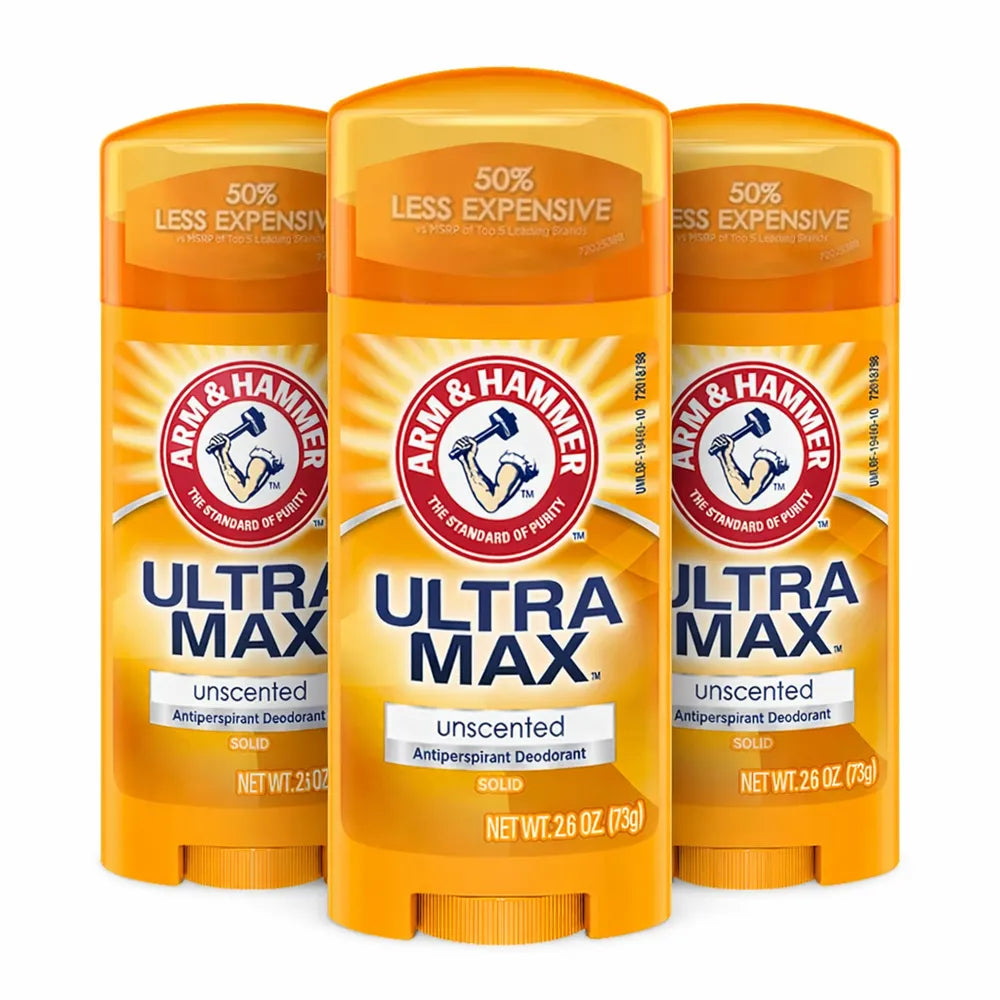 Arm & Hammer - Ultra Max Solid Antiperspirant Deodorant Unscented - 2.6 Oz - 3 Pack