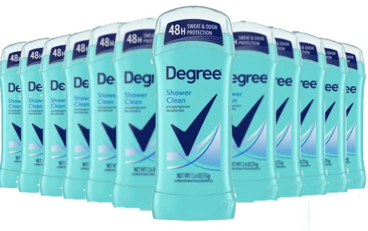 Degree Women Shower Clean Deodorant Invisible Solid 2.6 Oz - 12 Pack