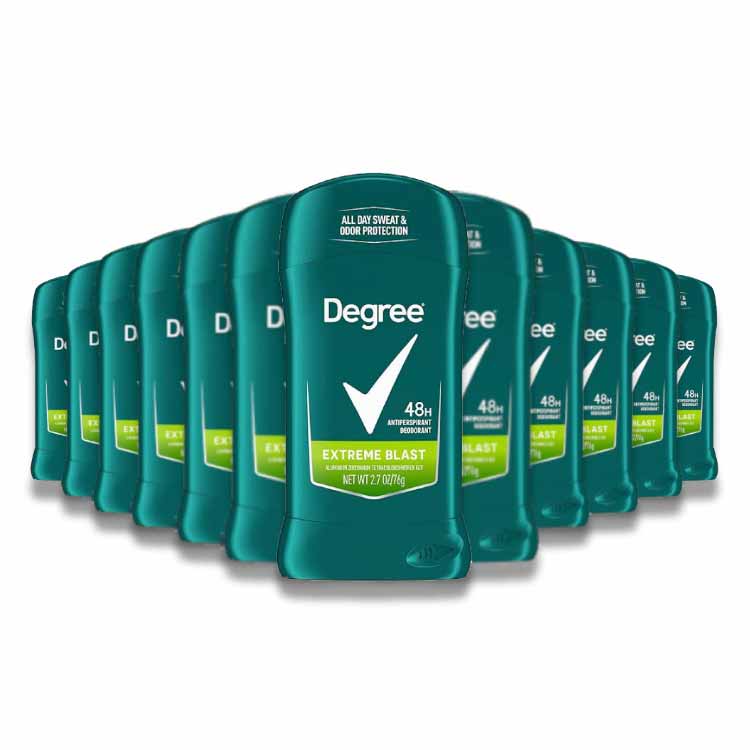 Degree Men Extreme Blast Antiperspirant Deodorant Invisible Solid, 2.7 Oz - 12 Pack