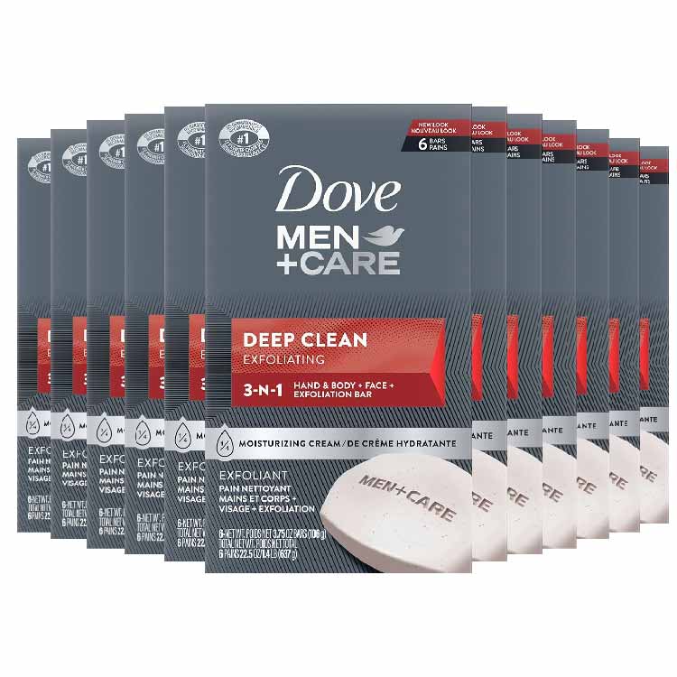 Dove Men+Deep Clean Bar Soap- 3.75oz 6 Pack - 12ct (72ct)