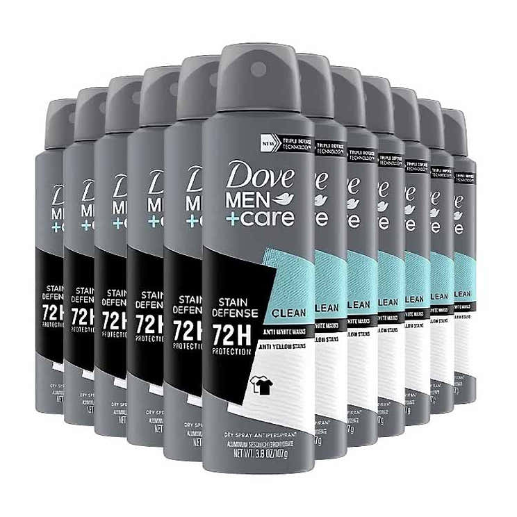 Dove Men Antiperspirant &amp; Deodorant Dry Spray Stain Defense  3.8 oz - 12 Pack | Dove - Pre Order