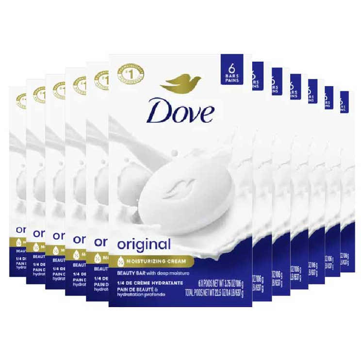 Dove - Bar Soap White 6 ct - 3.75 Oz  - 12 Pack (72 ct) | Dove - Wholesale