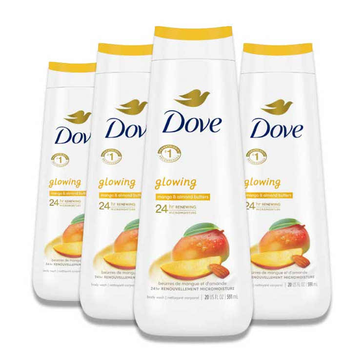 Dove - Glowing Body Wash with Mango and Almond Butter - 20 Oz - 4 Pack | Dove - Pre Order