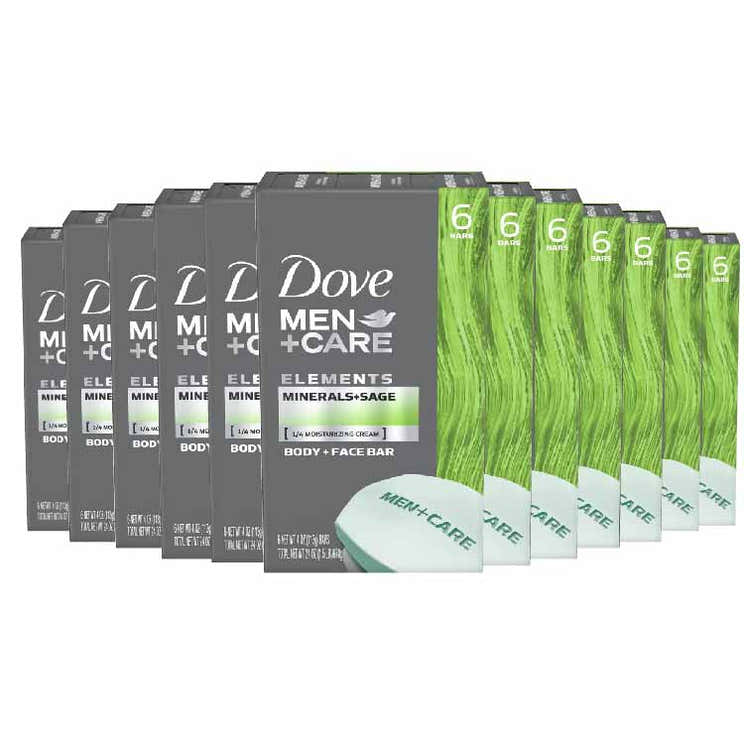 Dove Men+Care Body and Face Bar, Minerals + Sage - 3.75 Oz - 6 Ct - 12 Pack (72 ct) | Dove - Pre Order