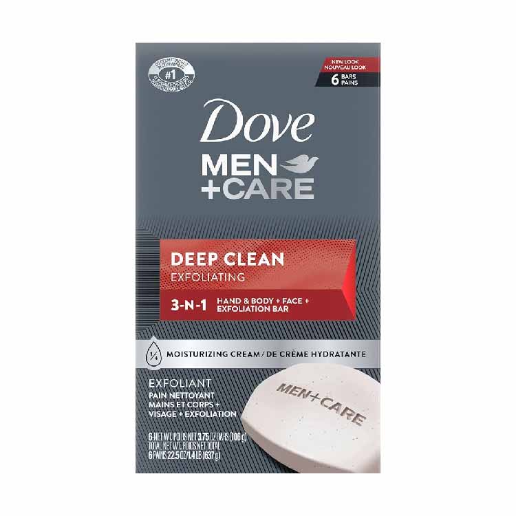 Dove Men+Deep Clean Bar Soap- 3.75oz 6 Pack - 12ct (72ct)