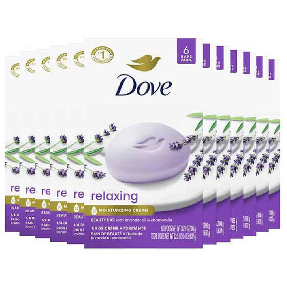 Dove Relaxing Beauty Bar with Lavender &amp; Chamomile  3.75 OZ  6 ct - 12 Pack (72 ct) | Dove - Wholesale