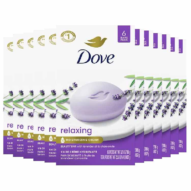 Dove Relaxing Beauty Bar with Lavender & Chamomile  3.75 OZ  6 ct - 12 Pack (72 ct)