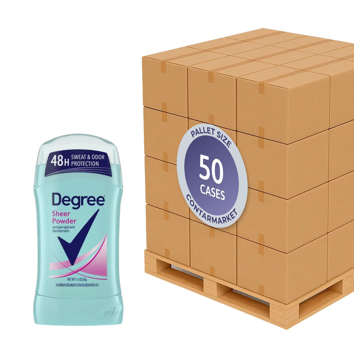 Degree Women Deodorant Invisible Solid, Sheer Powder 1.6 Oz - 50 cases, 12 count each - Pallet