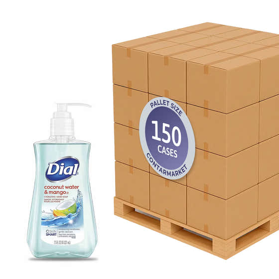 Dial Hand Soap with Moisturizer Coconut Water &amp; Mango 7.5oz, 12 Pack - 150 Cases Pallet | Contarmarket - Pallets