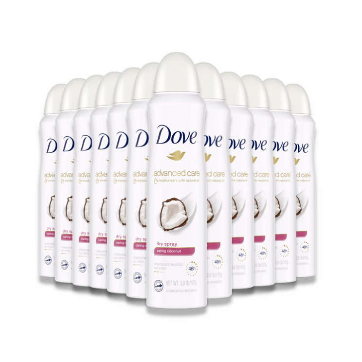 Dove - Advanced Care, Caring Coconut Dry Spray Deodorant - 3.8 oz - 12 Pack - Dove Advanced Care Caring Coconut Dry Spray ...